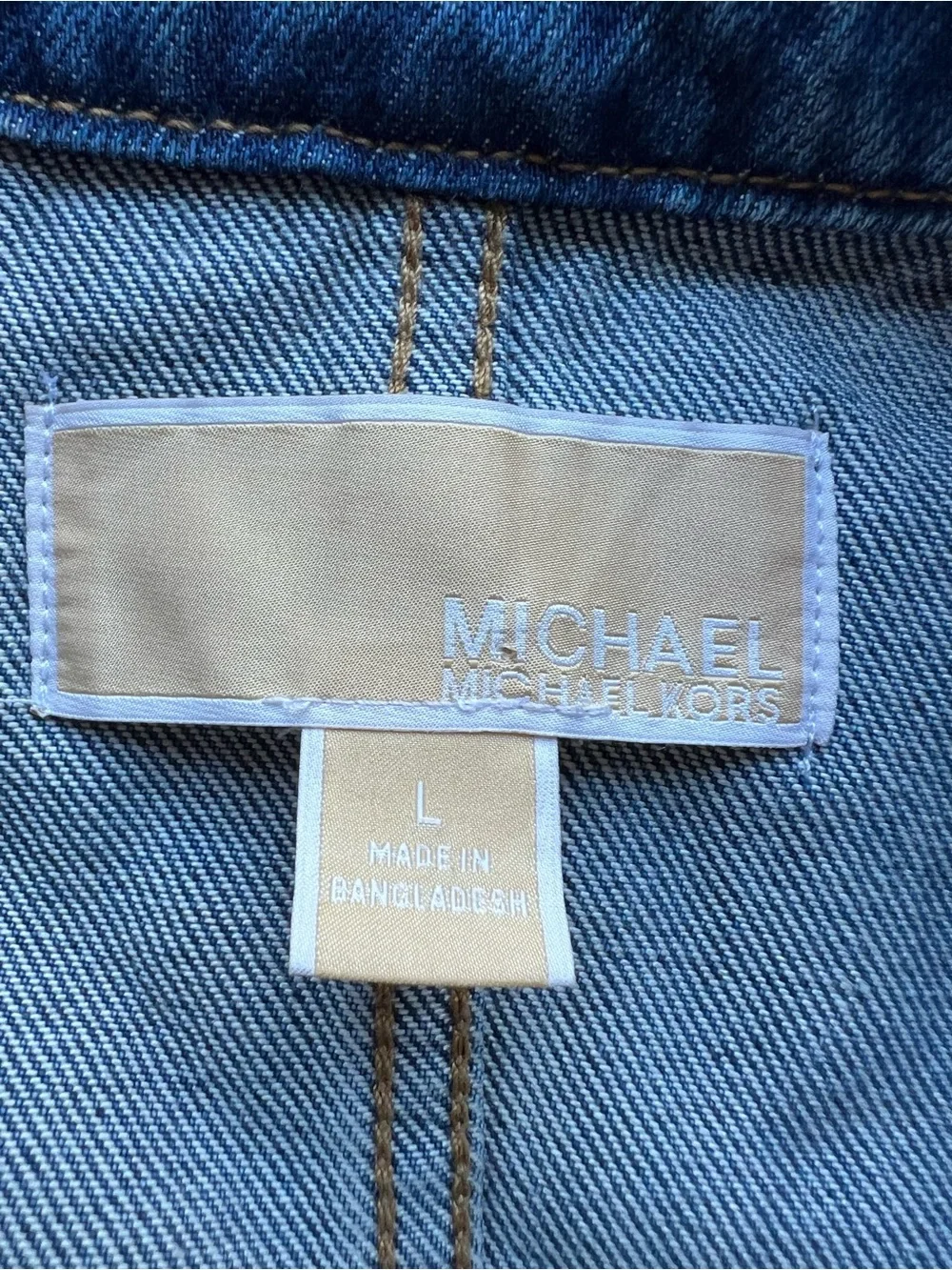 Michael Kors Denim Trench Jacket Women's Large Blue Double Breasted Jean Coat